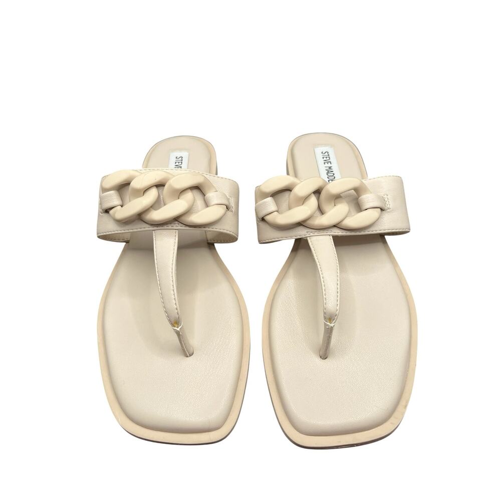 Steve Madden ARTISTT Sandals Womens 8.5 Beige Chain Thong Slide